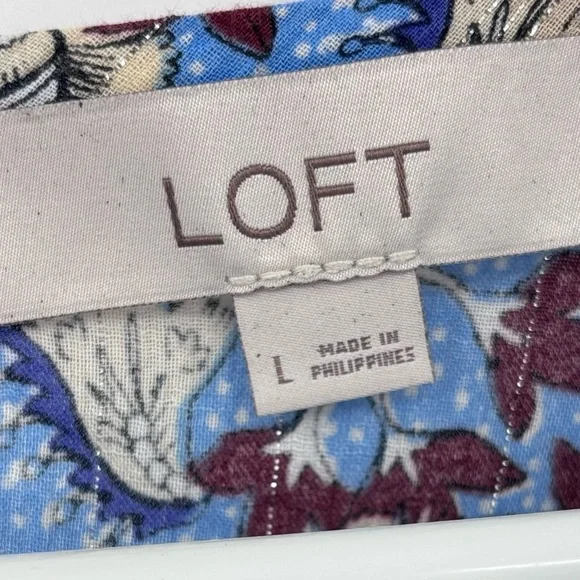 LOFT Blue Floral Blouse - Picture 2 of 11